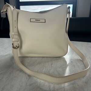 DKNY Ivory Leather Adjustable Crossbody Bag